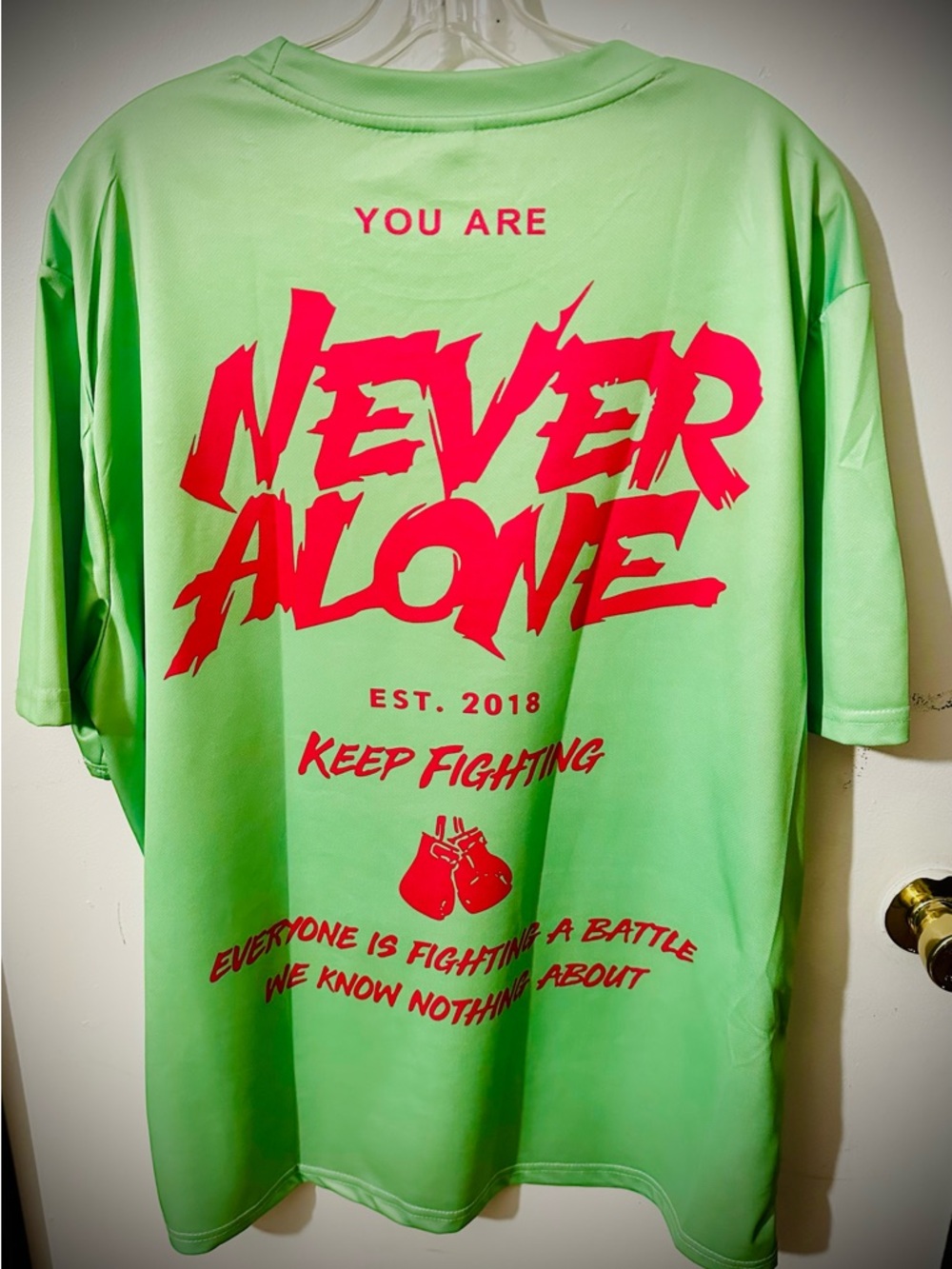 American Fighter Bright Mint Tee with Hot Pink Print